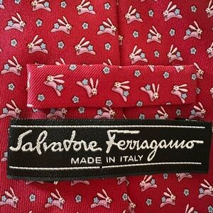 Salvatore Ferragamo Red Bunny Motif Tie